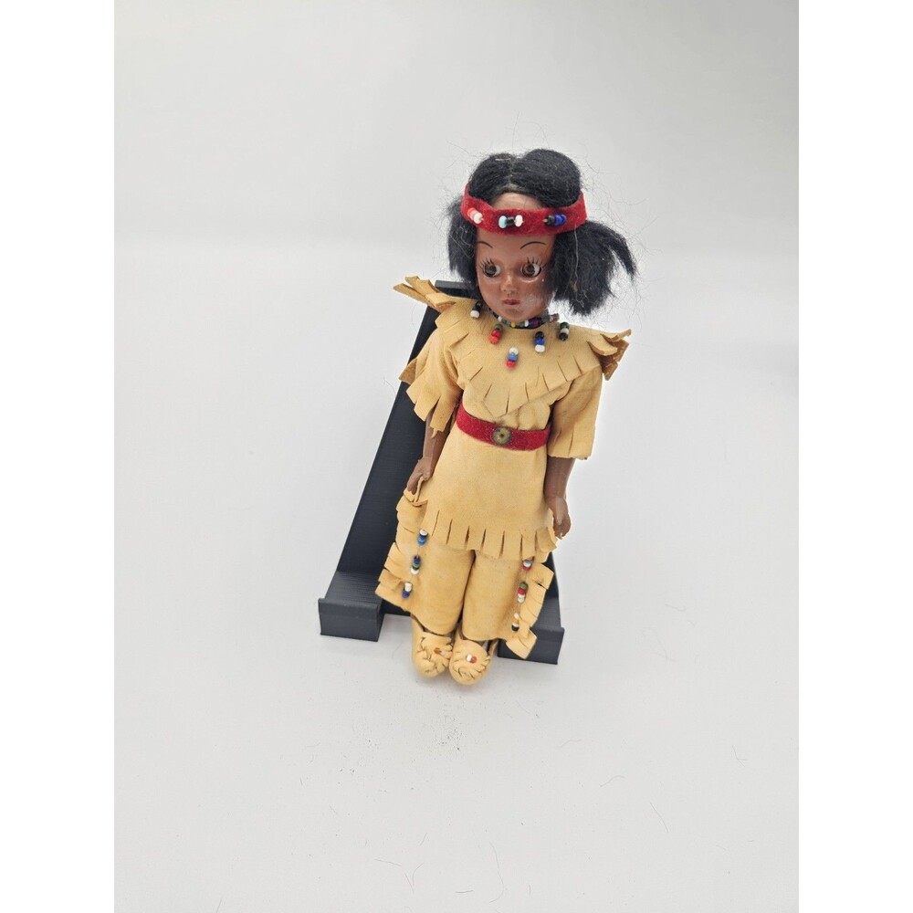 Handmade Native American Doll with Beaded Dress 8 Inch